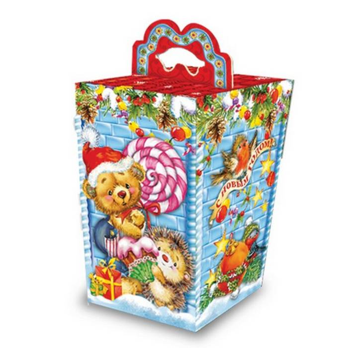 Коробка бумажная для конфет 0,8 кг "Мишутка"