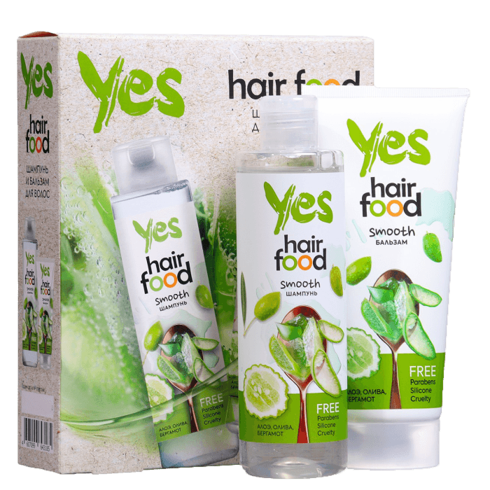 Подарочный набор "YES" Hair Food: Шампунь для волос 250 мл + бальзам для волос 180 мл
