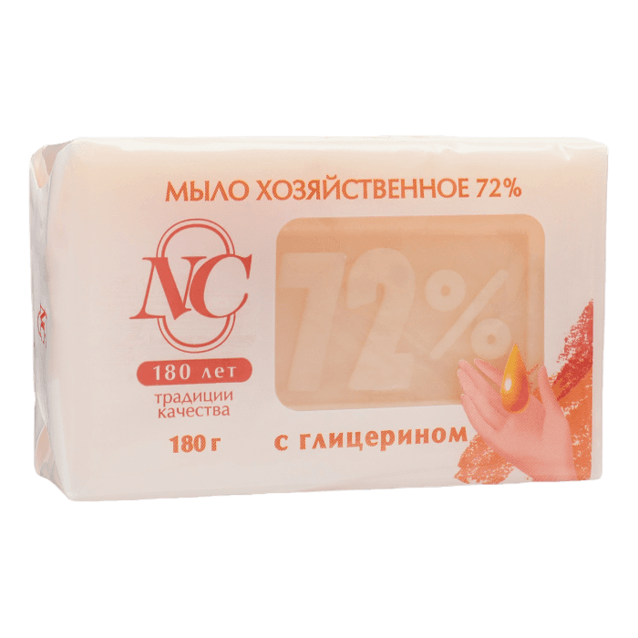 Мыло кусковое хозяйственное 180 г 72% НК, С глицерином