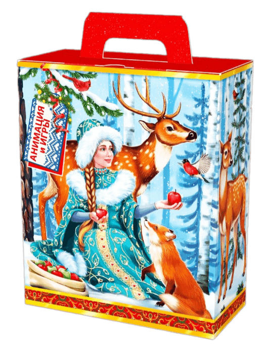 Коробка бумажная для конфет 0,8 кг Презент В гостях у сказки 155*70*190