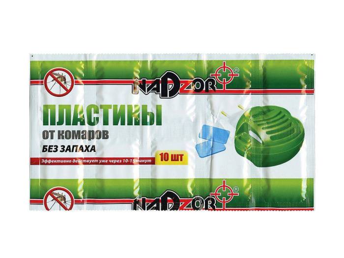 Пластины от комаров без запаха "Надзор" (10 шт.лист)