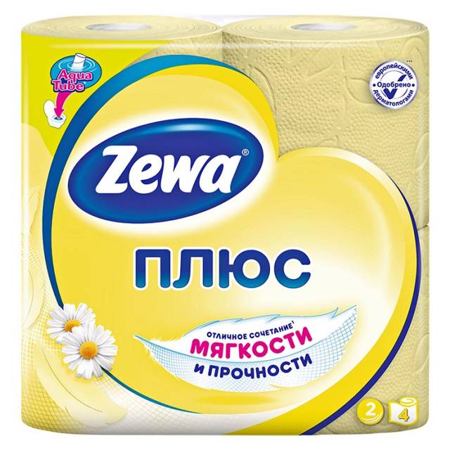 Туалетная бумага 2-х/двухслойная "Zewa" Плюс с запахом (4 рул.упак), Ромашка Арт 144065