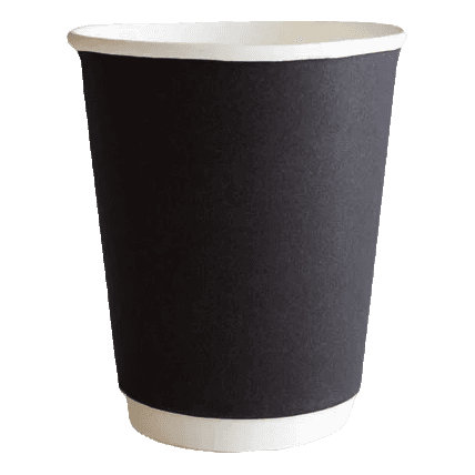 Стакан бумажный 300 мл БЕЗ РИС. ЧЕРНЫЙ Матовый двухслойный ThermoCup D-90 мм Рр
