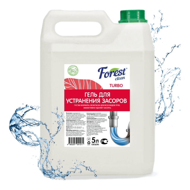Средство для очистки труб/устранения засоров 5 л "FOREST clean" ТУРБО, канистра ЕВРО