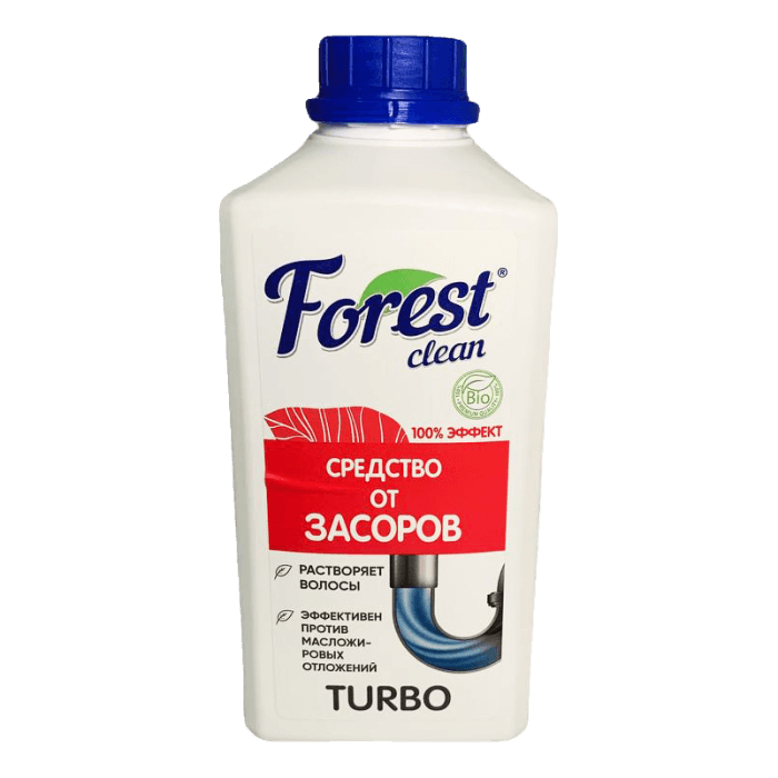 Средство для очистки труб/устранения засоров 1 л "FOREST Clean" ТУРБО, гель