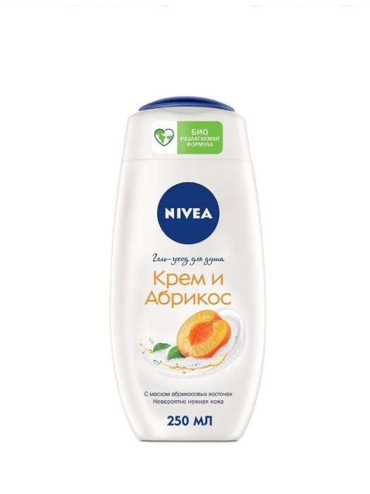 Гель-уход для душа 250 мл "Nivea" ЖЕНСКИЙ, Крем и Абрикос