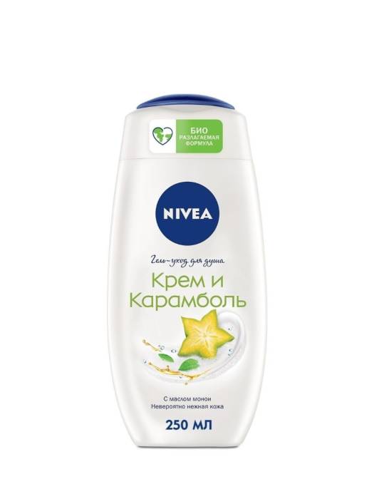 Гель-уход для душа 250 мл "Nivea" ЖЕНСКИЙ, Крем и Карамболь