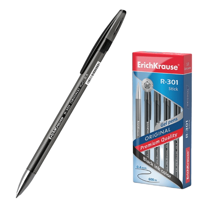 Ручка гелевая 0,5 мм ЧЕРНАЯ R-301 Original Gel