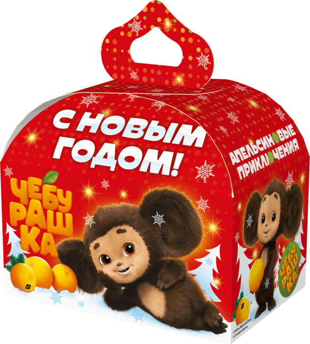 Коробка бумажная для конфет 1 кг "ЧЕБУРАШКА"