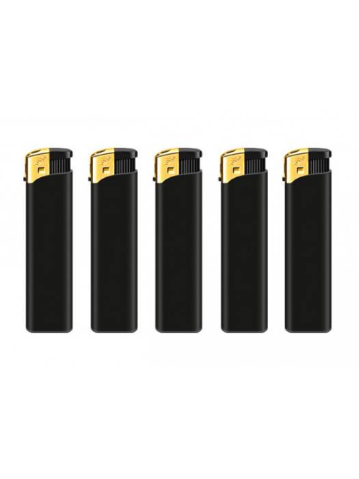 Зажигалка Flameclub Р-02 RUBBER BLACK/GOLD CAP (50 шт.упак)