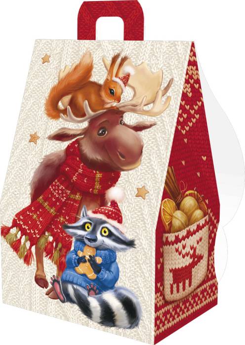Коробка бумажная для конфет "ДОМИК ЛОСЬ"
