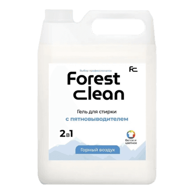 Гель для стирки белья 5 л "FOREST clean" с пятновыводителем канистра ЕВРО, концентрат, "Горный воздух"