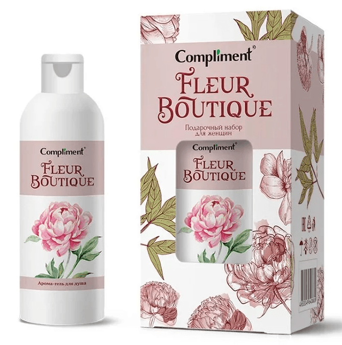 Подарочный набор "Compliment" FLEUR BOUTIQUE ПН №1580 Peony/Aрома-гель для душа 200 мл + Соль лаванда 100гр
