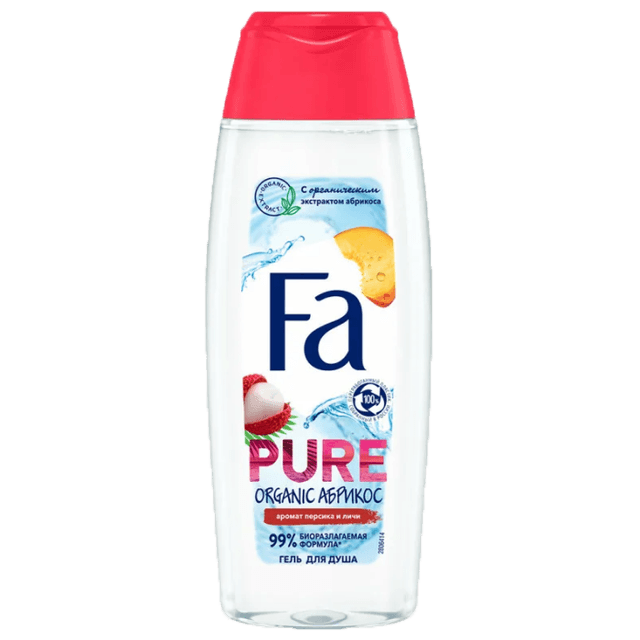 Гель для душа 250 мл "Fa", Персик-абрикос/Pure freshness organic, Женский