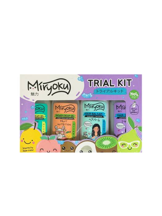 Подарочный набор "MIRYOKU" Trial kit/Шампунь 50мл + Бальзам 50мл + 2 крем-геля для душа 50 мл