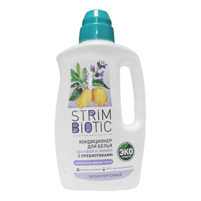 Кондиционер для белья 1 л/1000 мл "STRIMBIOTIC", Шалфей и лимон